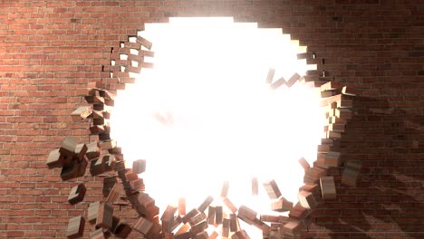 Brick-wall-break-through-demolish-smash-escape-to-white-light-4K